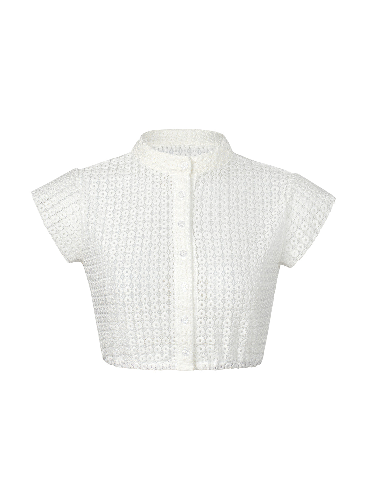 Lyhyt käsivarsi korkean kaulan valkoisten naisten dirndlblous Torino